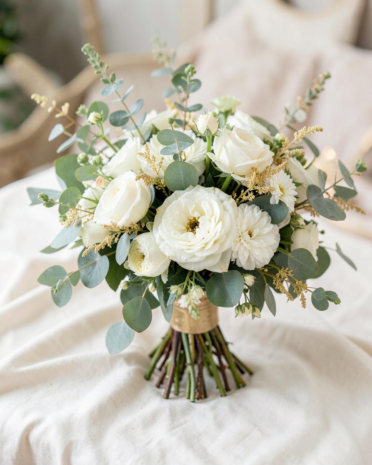 White seasonal wedding bouquet